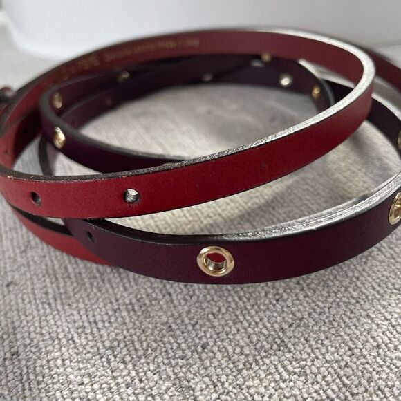 Patrizia Pepe Italian Leather Belt Gold Fly Charm Red Burgundy OSFM main image 5
